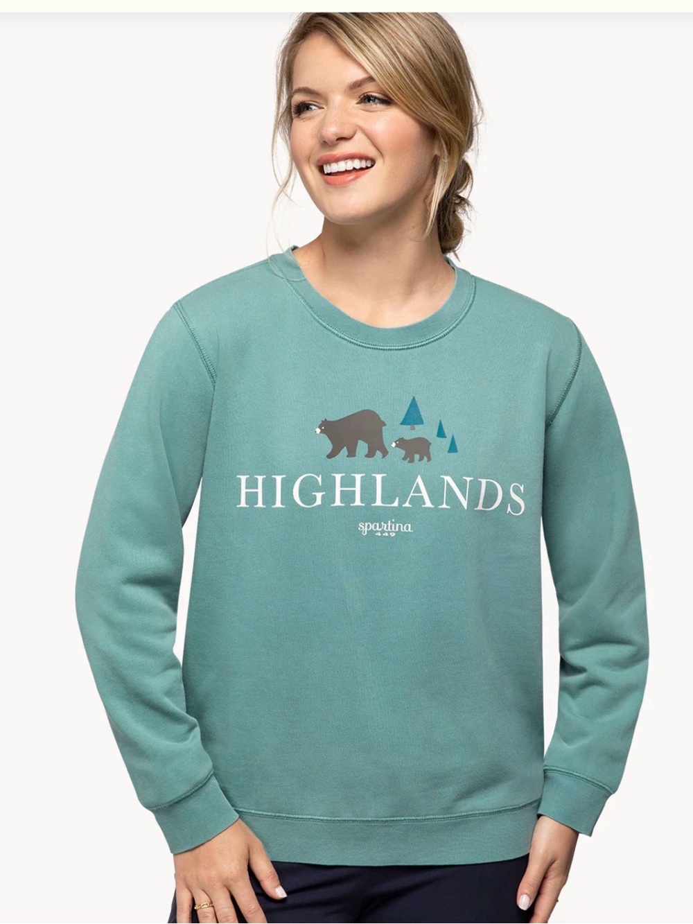 Spartina 449 Alpine Green 'Highlands' Bear Graphic Sweatshirt